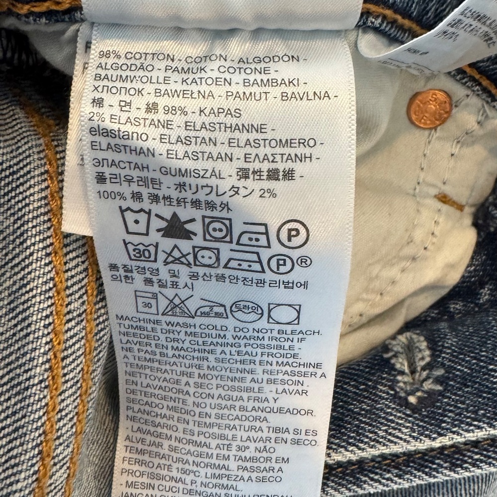 Levi's Wedgie High Rise Waisted Straight Jeans Medium Blue Wash Size 29 - Picture 6 of 9